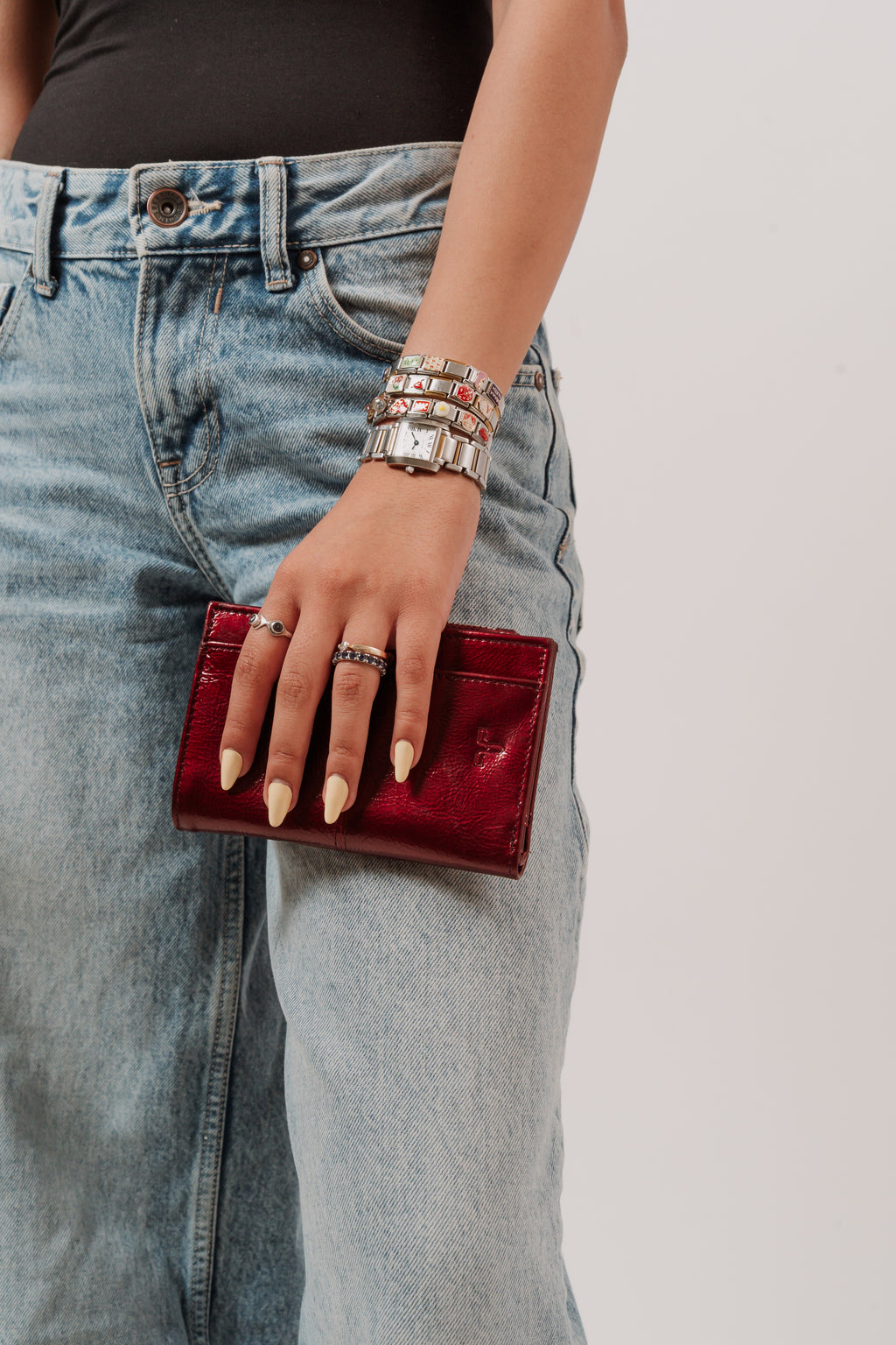 Cartera de piel Odet Guinda
