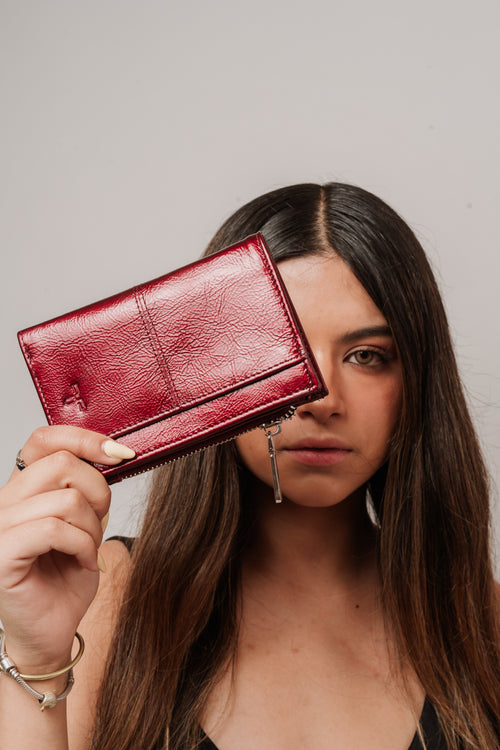 Cartera de piel Odet Guinda