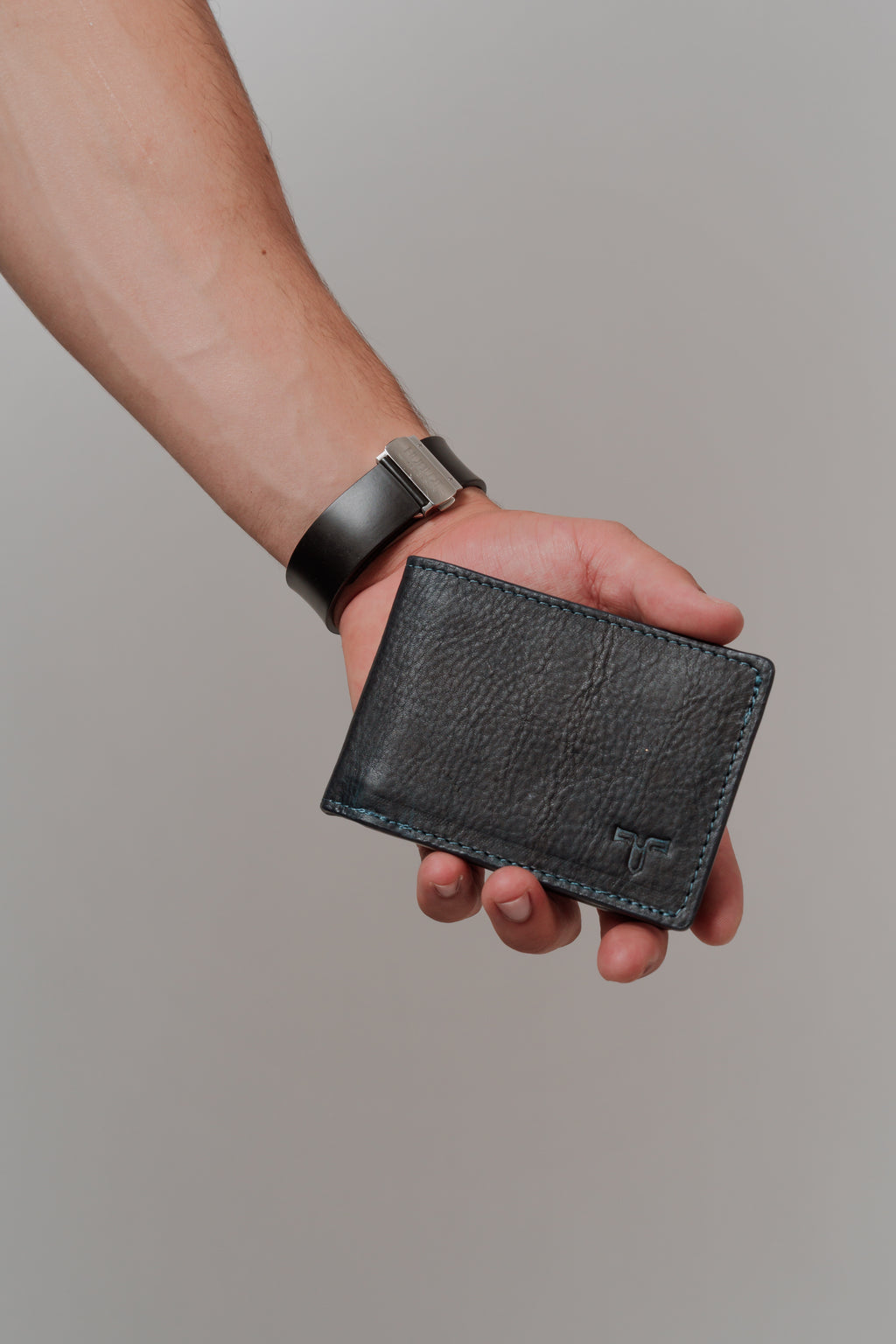 Cartera de piel Danubio azul