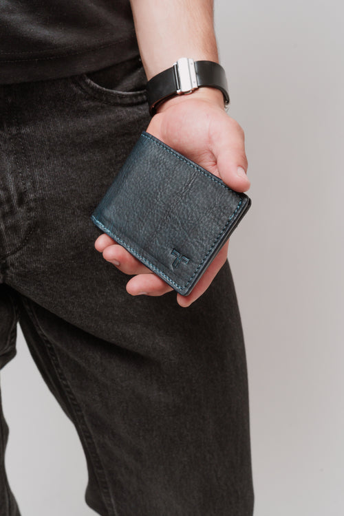 Cartera de piel Danubio azul